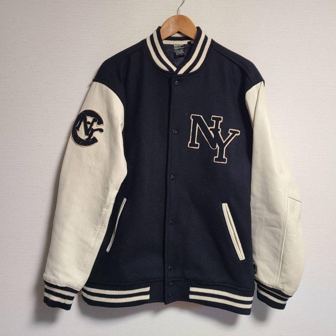 スピリチュアルボール スタジャン 袖切替 レザー ウール NY ワッペン スピリチュアルボール スタジャン 袖切替 レザー ウール NY ワッペン