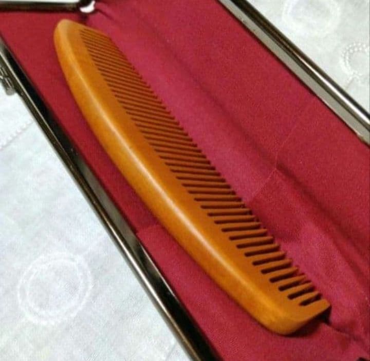 【未使用】本つげ櫛　お六ぐし　14.5cm