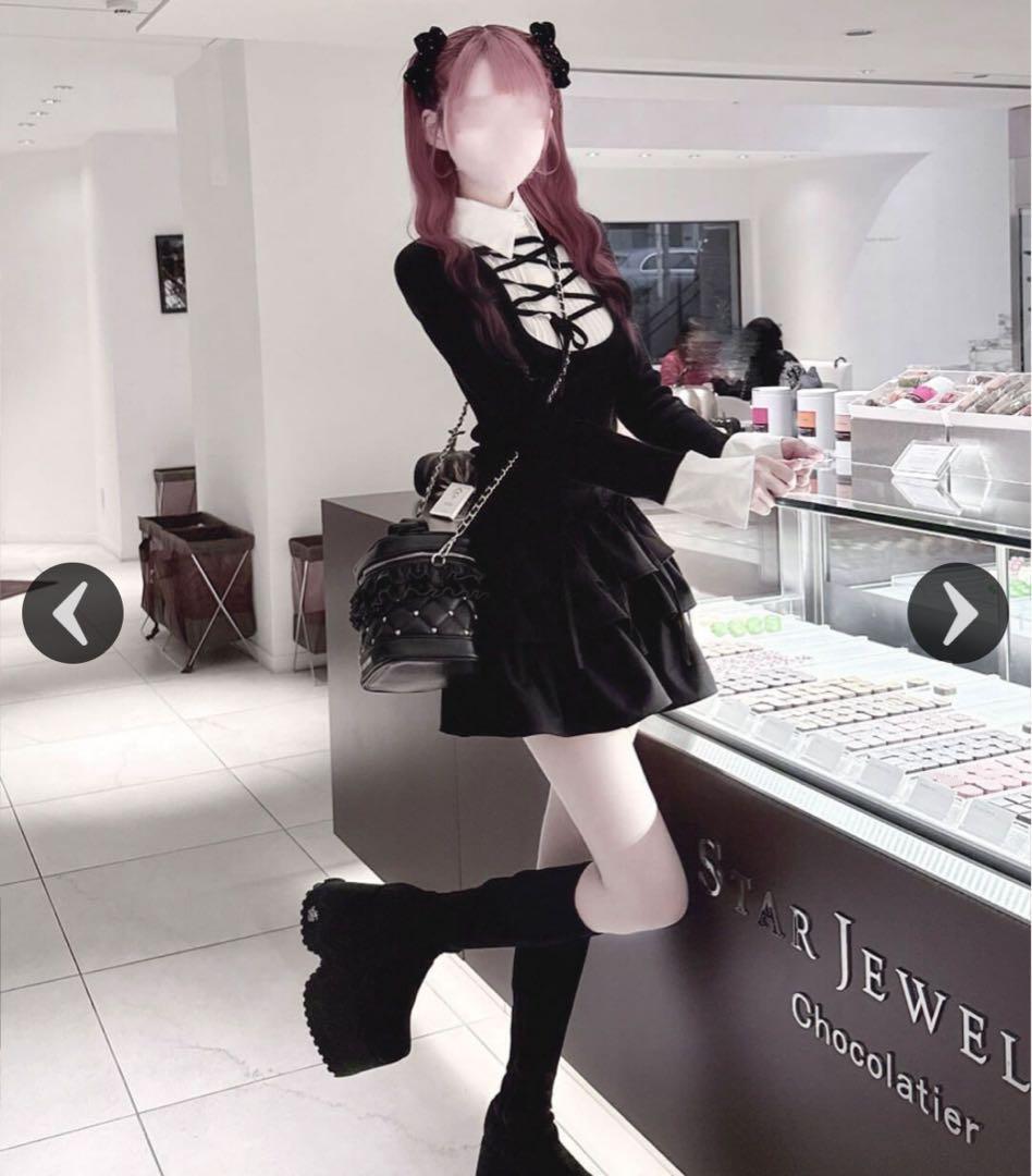 HONEYMEW レースアップドッキングトップス ハニーミュウ ブラック