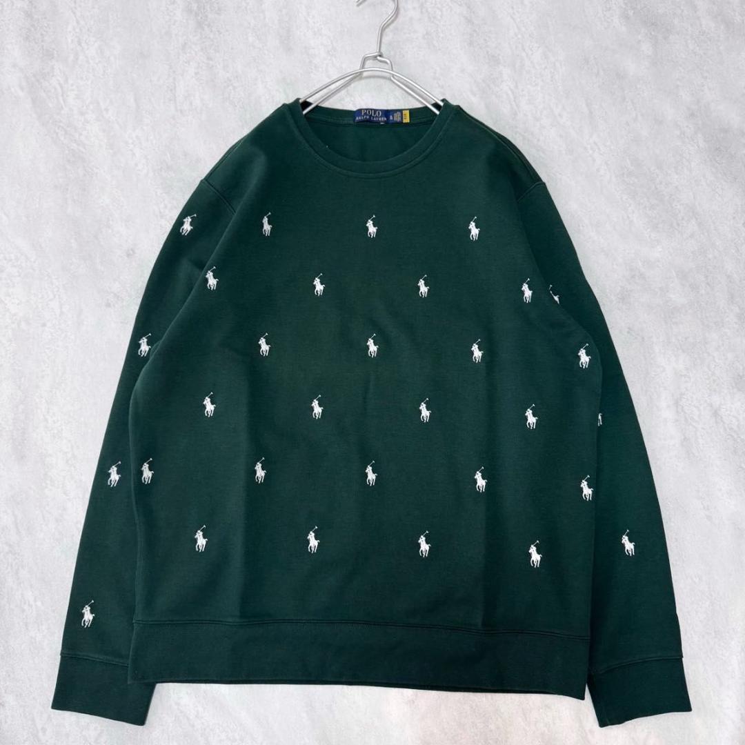 ラルフローレン 刺繍 総柄 XL スウェット トレーナー グリーン系 現行タグ 中古・古着通販】POLO RALPH LAUREN (ポロ・ラルフローレン) 総柄刺繍