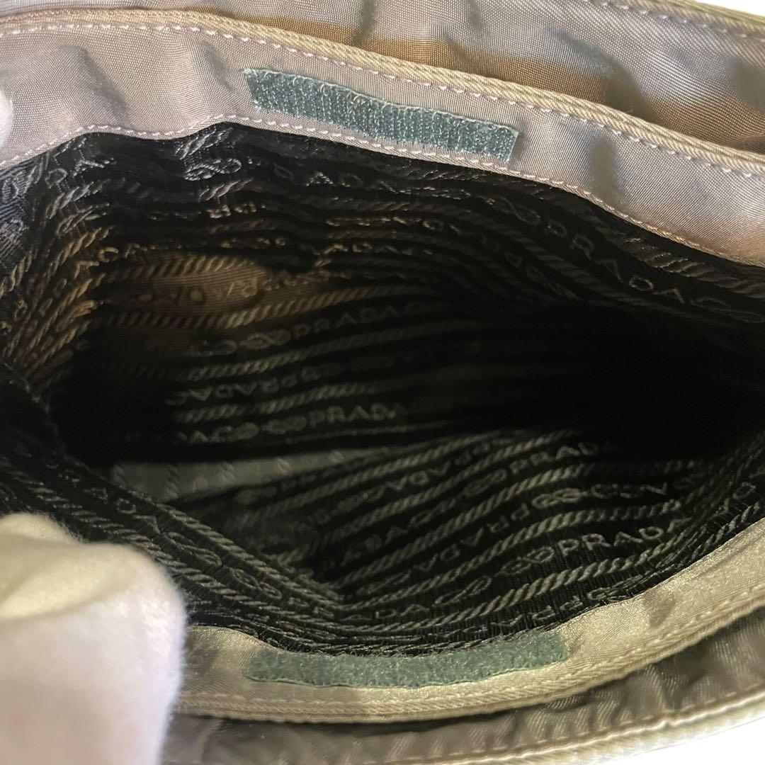PRADA グレー ナイロン ハンドバッグ クリアハンドル 三角ロゴ