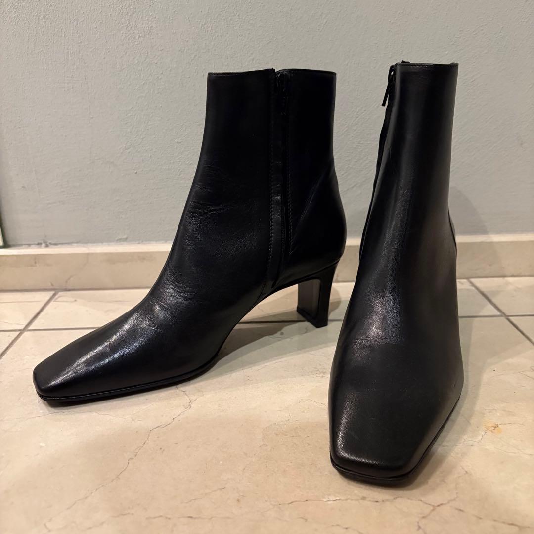 [新品未使用]ファビオルスコーニ　 ブーツ　ブラック　スクエアトゥ　23cm ○ファビオルスコーニ FABIO RUSCONI スクエアトゥショートブーツ