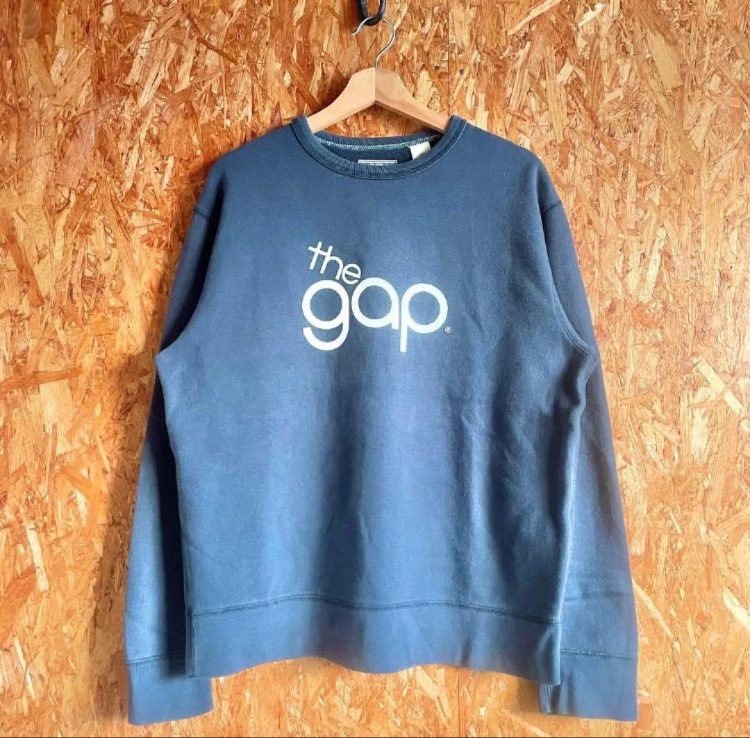 00s OLD GAP 小松菜奈着用 スウェット トレーナー ネイビー デカロゴ