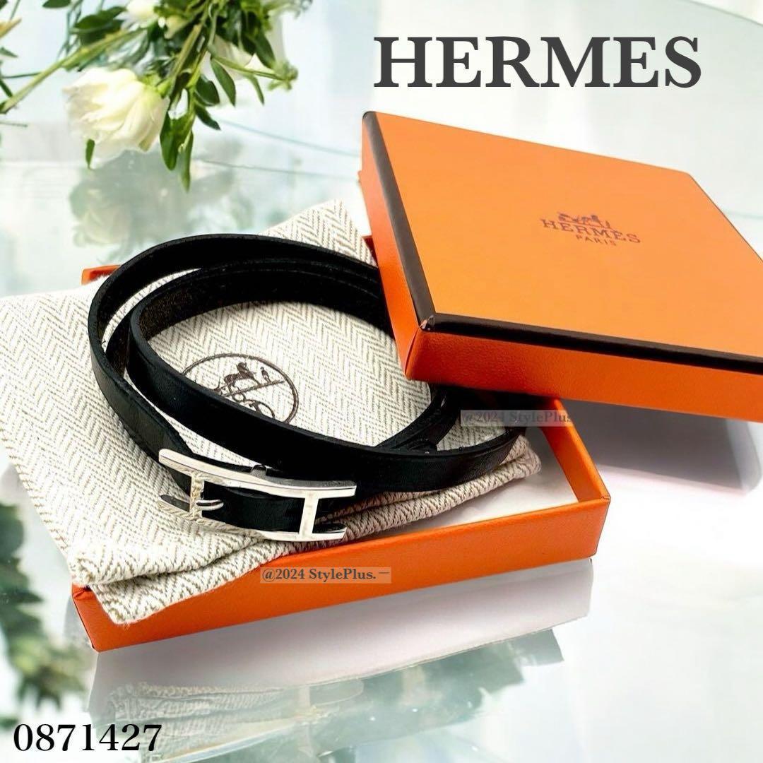 HERMES エルメス アピ3 ロングブレスレット レザー 黒 - メルカリ