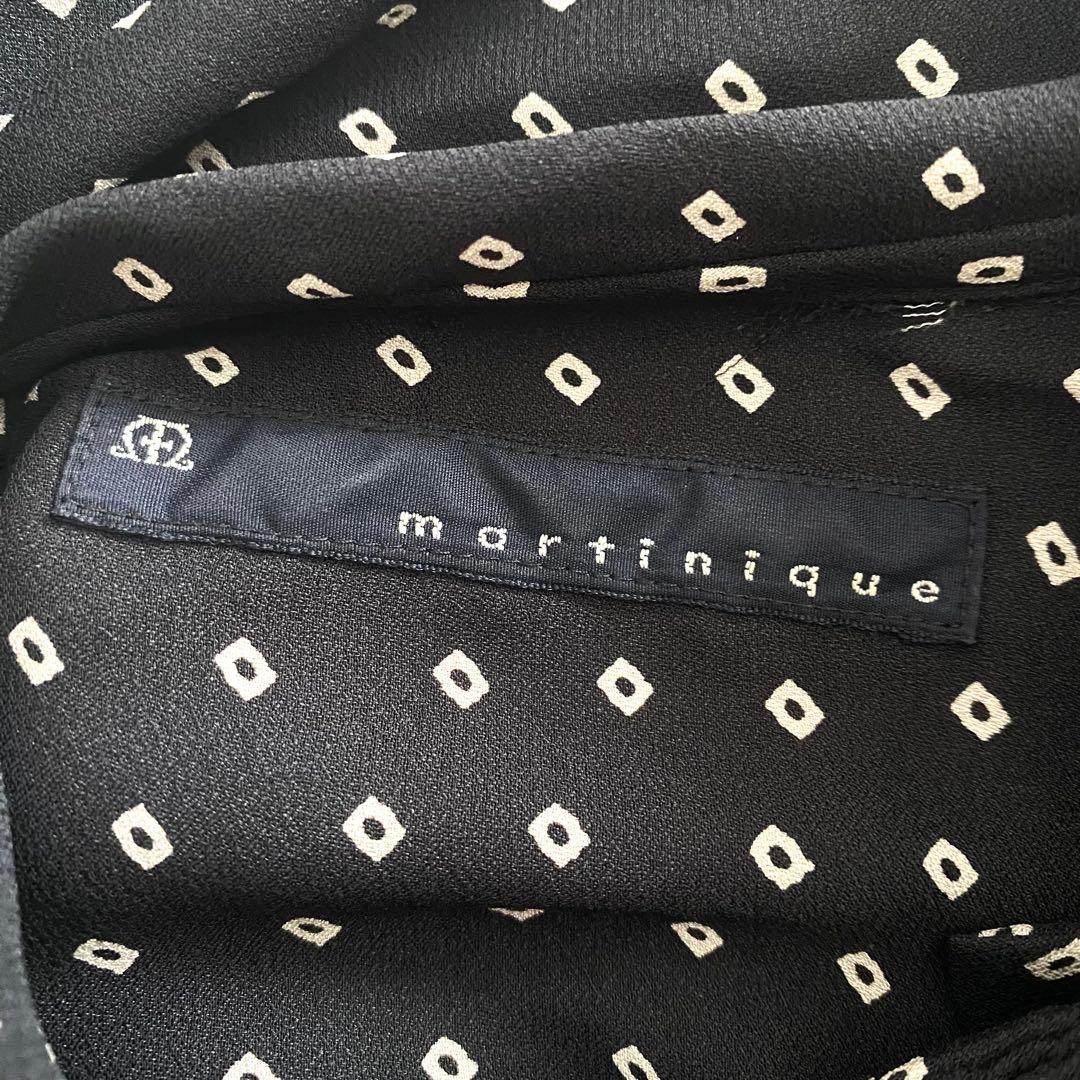 極美品 マルティニーク ジオメトリックドット ボウタイブラウス