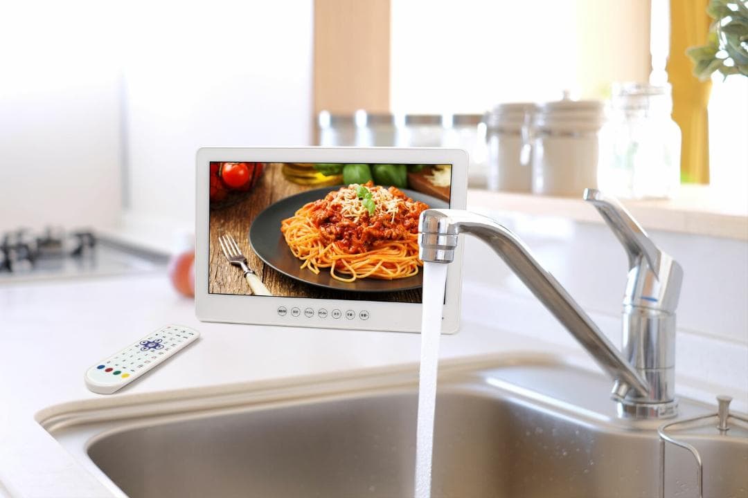 防水14インチフルセグDVD 防水レベルIPX7高い防水性能、キッチンやお風呂等