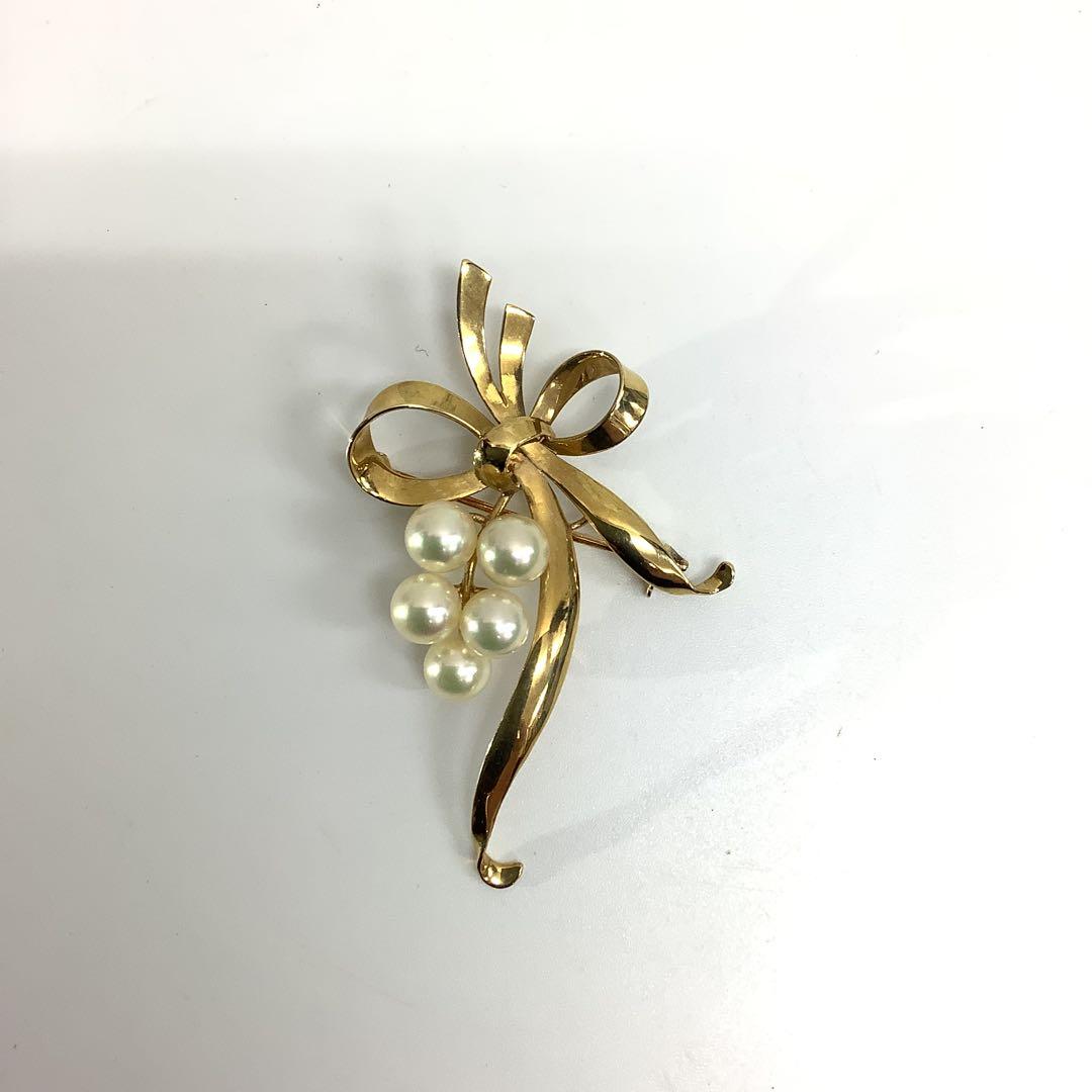 ア*ラ様 美品 MIKIMOTO ミキモト K14 パール ブローチ 愛子様着用