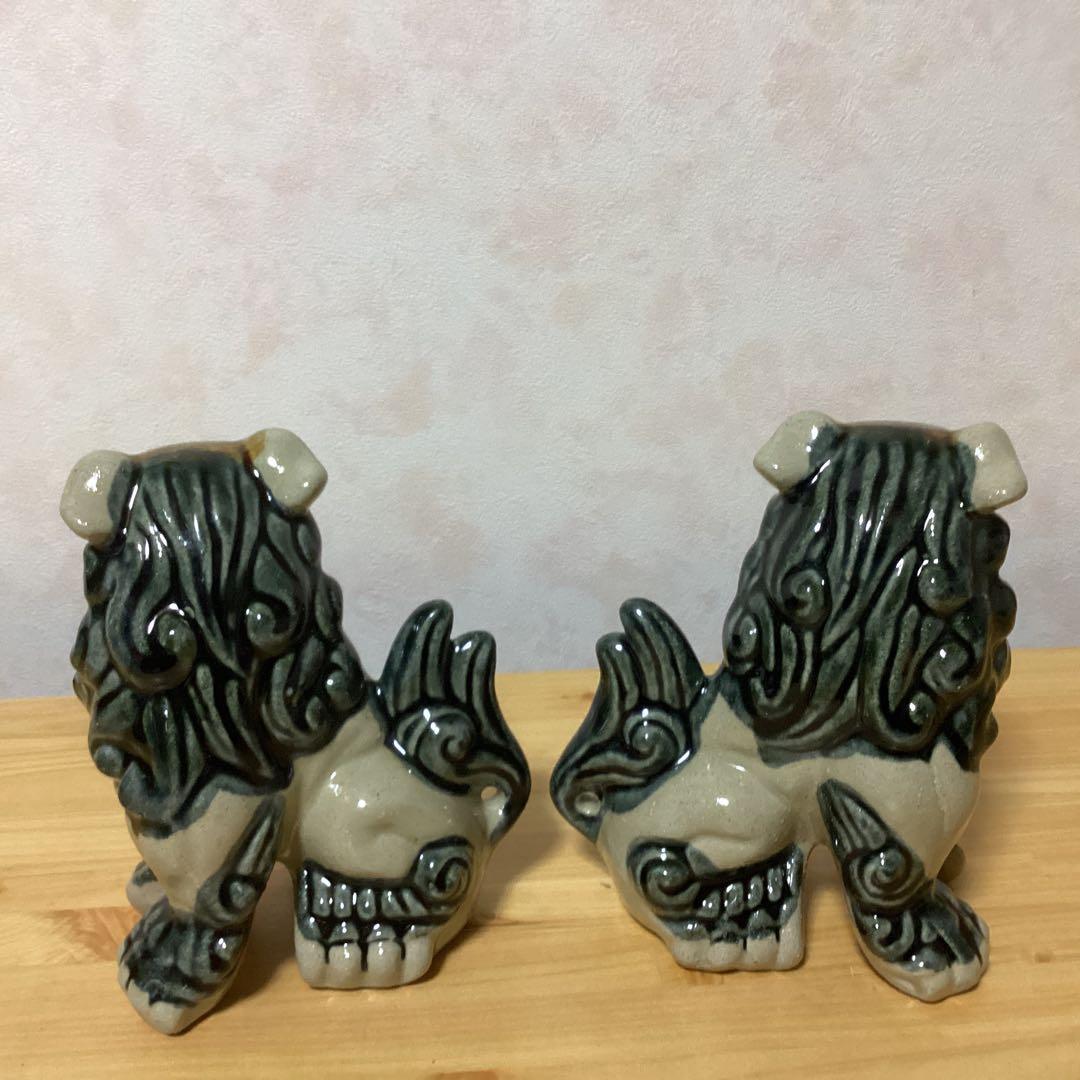 陶器製】シーサー 獅子像 対の置物 高さ約15cm＋足長シーサー対 - メルカリ