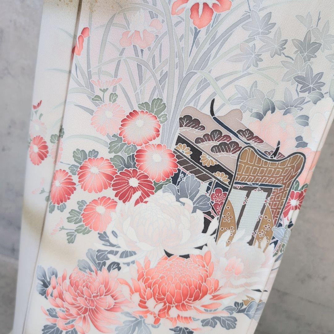 訪問着 フルセット 着物 正絹 トールサイズ 友禅 花車 金彩加工 祝い事