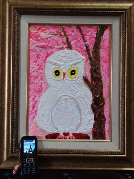 TOMOYUKI・友之、「白フクロウ」、証明書付、額付、絵画 油絵 油彩画 F4