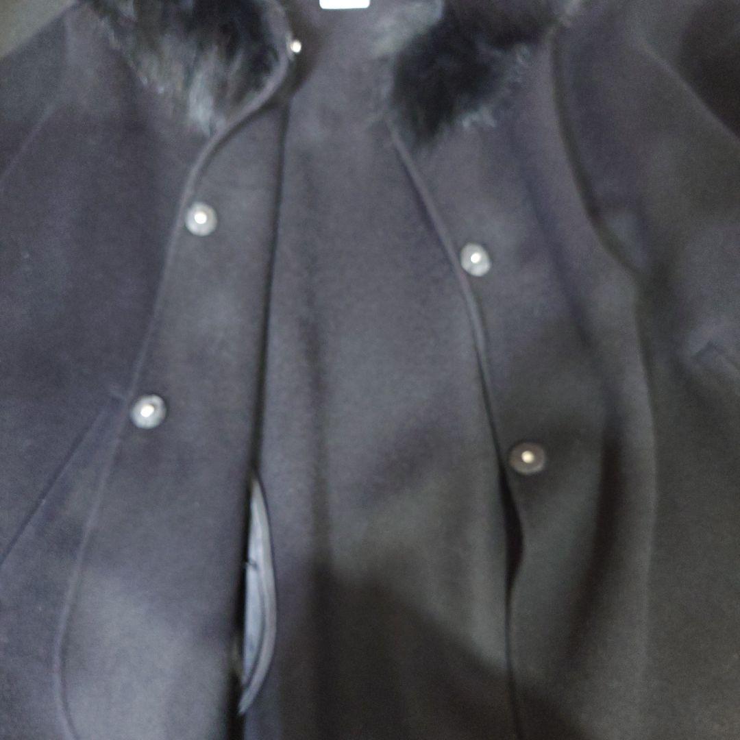 グレースコンチネンタル ファー付フードポンチョ ブラック フォックス