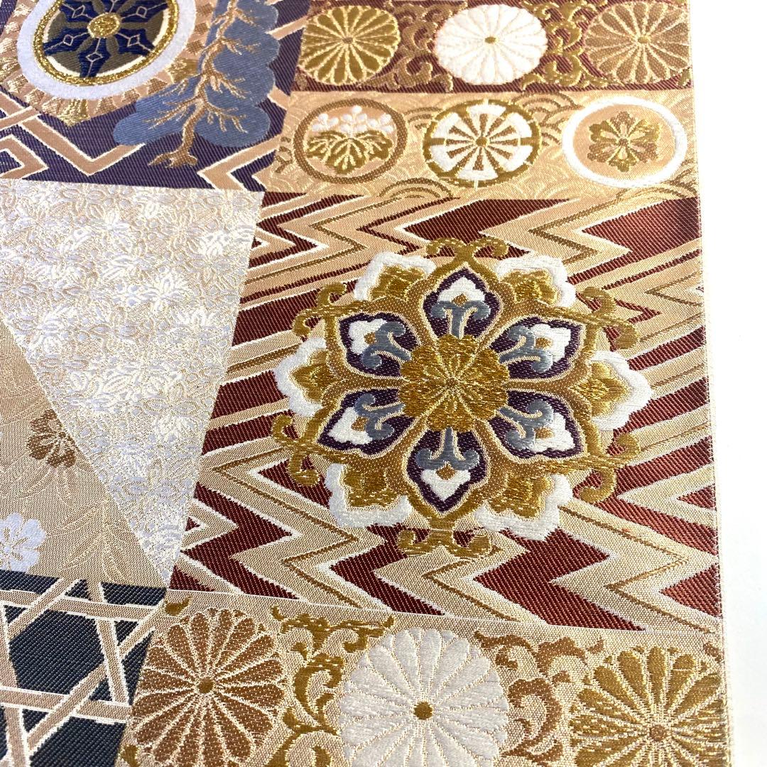 5k515 袋帯 絹 西陣織 聚楽 唐織 正倉院文様 華文 花柄 和装 着物