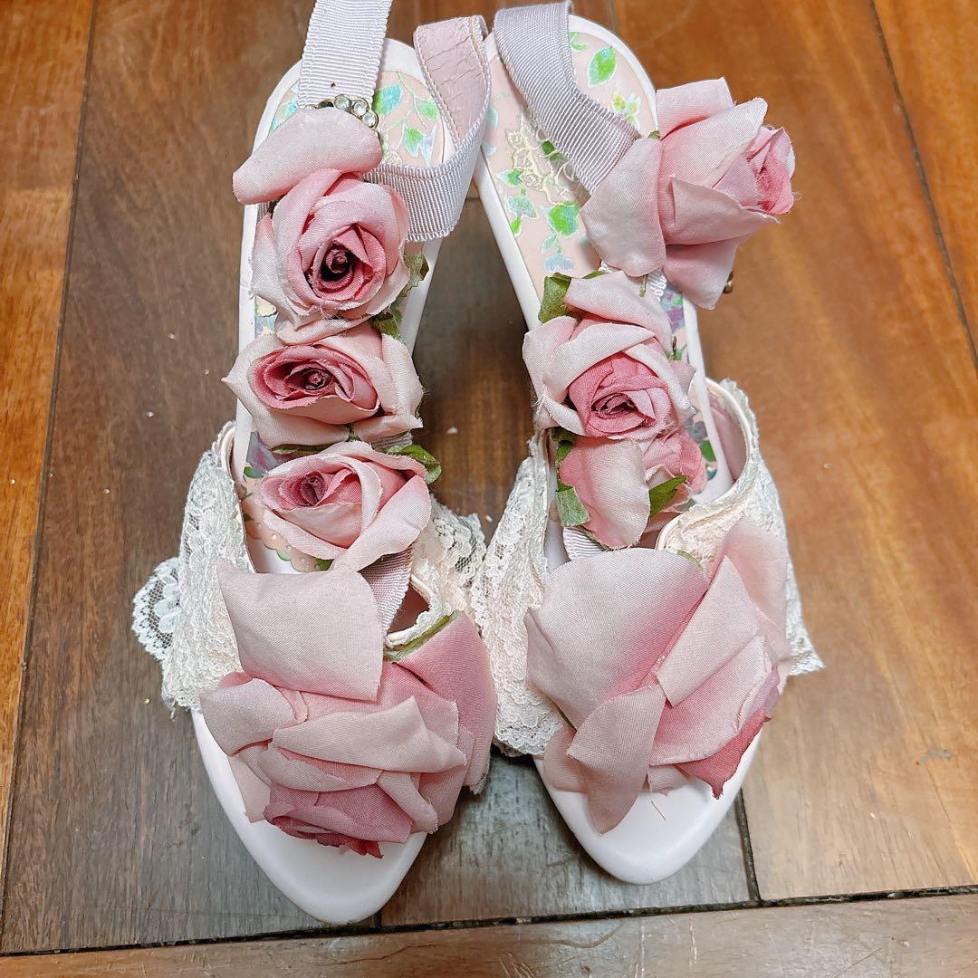ジーザスディアマンテ 3連 薔薇 ピンク ミュール レース JESUS DIAMANTE | ジーザスディアマンテ 靴・シューズ (USED)の通販(14