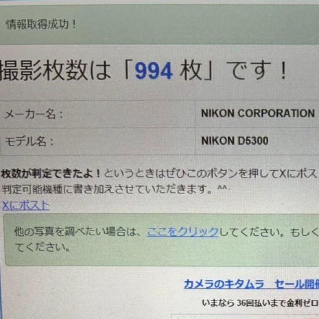 美品❤️ ショット数994回 ✨Nikon D5300 希少✨Wi-Fi搭載 - メルカリ