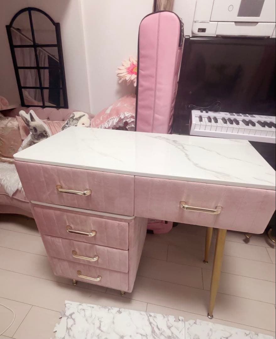 大理石 ピンク ドレッサー ＆チェスト セット マザーガーデン 野いちご ティアラドレッサー 《 ピンク》 / Mother