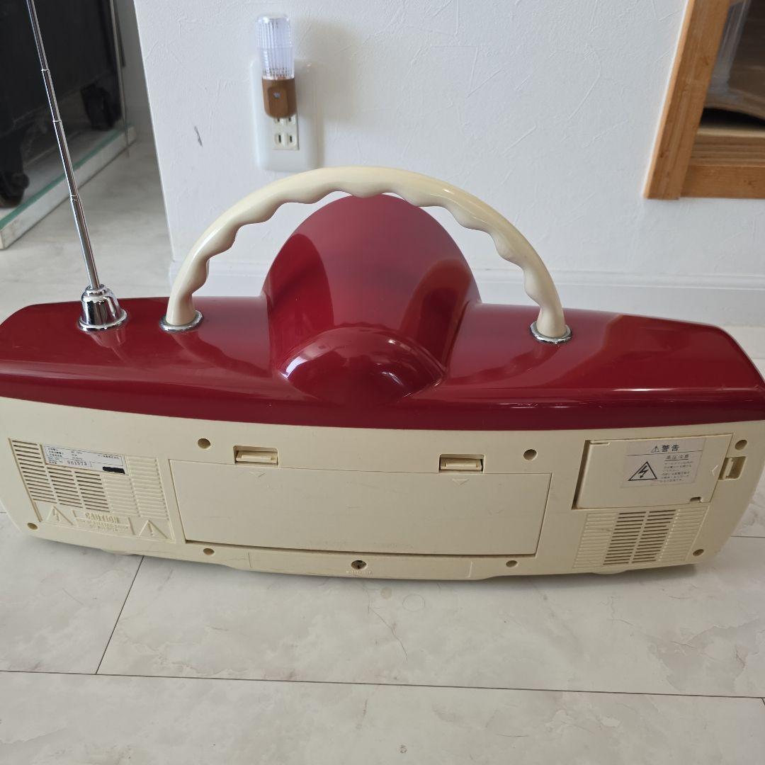 アンティーク1996年製☆レトロ ラジオカセットプレーヤー 赤クリーム