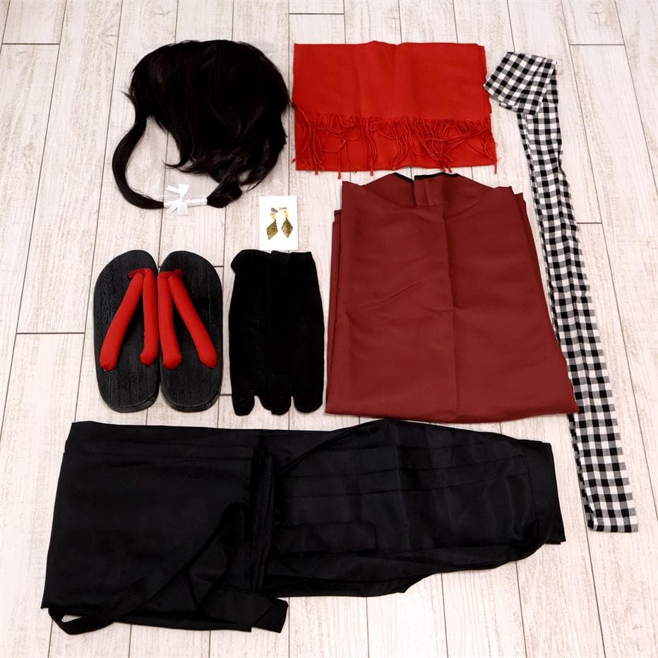 刀剣乱舞　加州清光　内番衣装＋ウィッグ＋イヤリング＋下駄　コスプレ　M 刀剣乱舞 加州清光 内番 コスプレ衣装