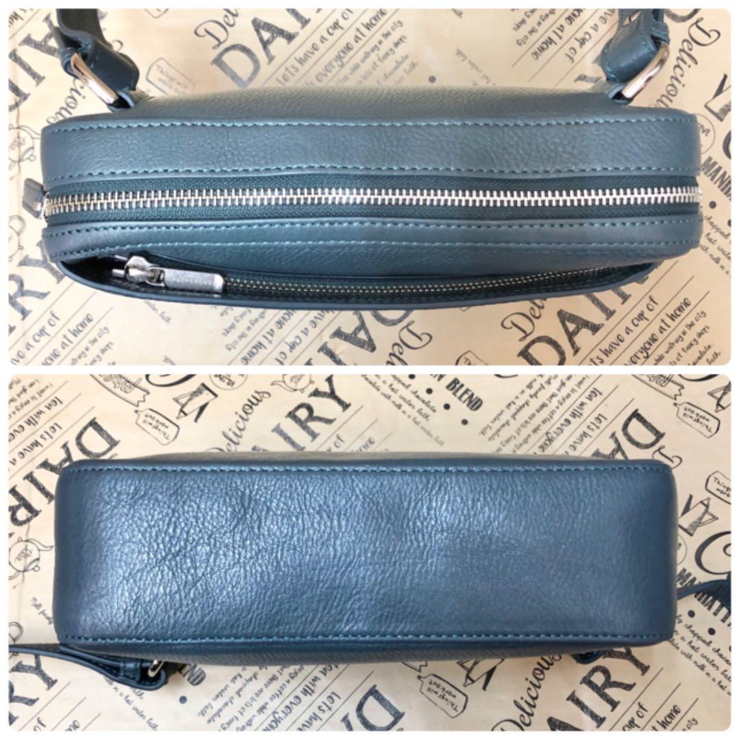 マザーハウス ショルダーバッグ 2WAY シボ革 リニア ターコイズ S2990