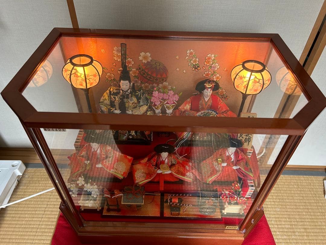 《美品》久月　雛人形　親王官女飾　ガラスケース　オルゴール付き♫