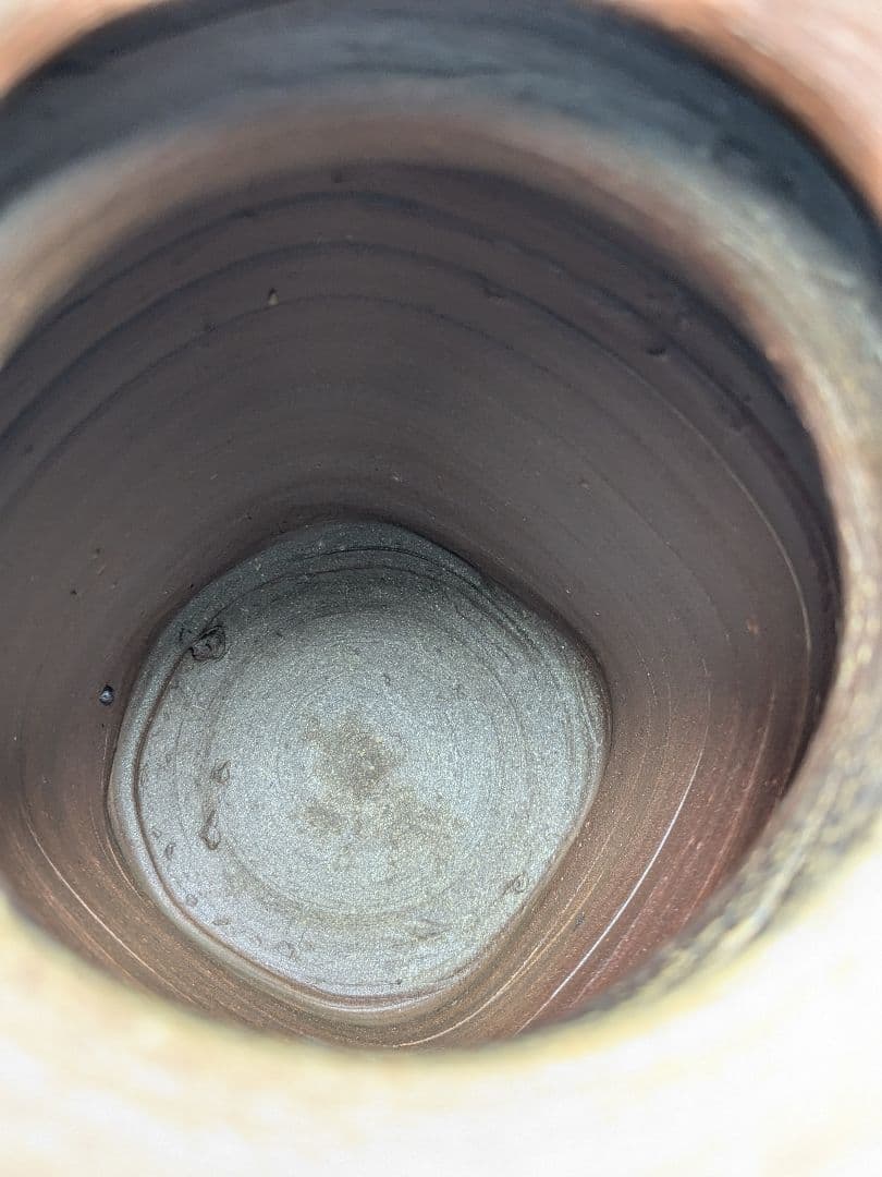 高原邦彦 備前焼 矢筈口耳付花入 合箱 花器 フラワーベース 花瓶 茶道具