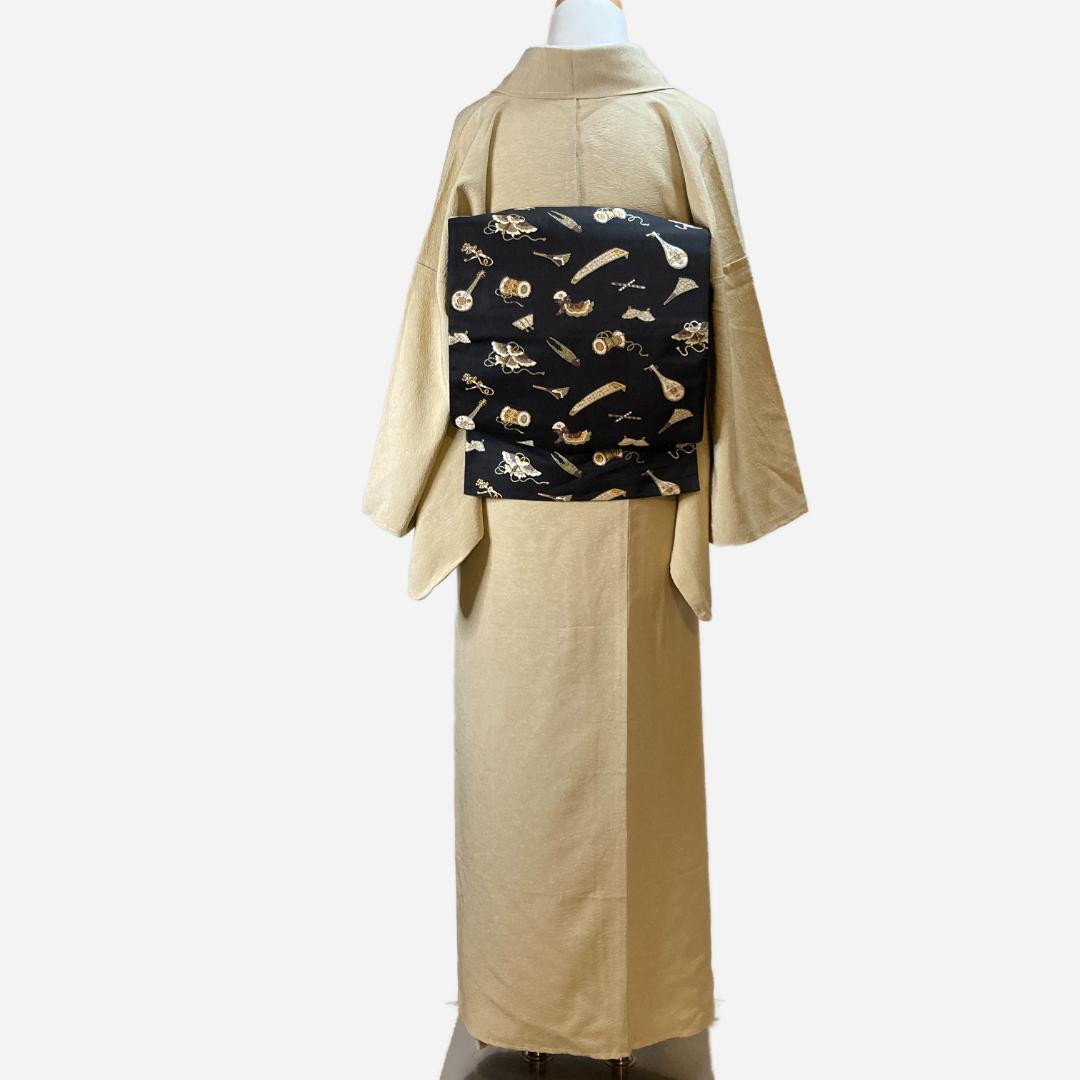 色無地 一ツ紋 裄67 身丈168 トールサイズ 百貫達雄 落款有 袷 正絹