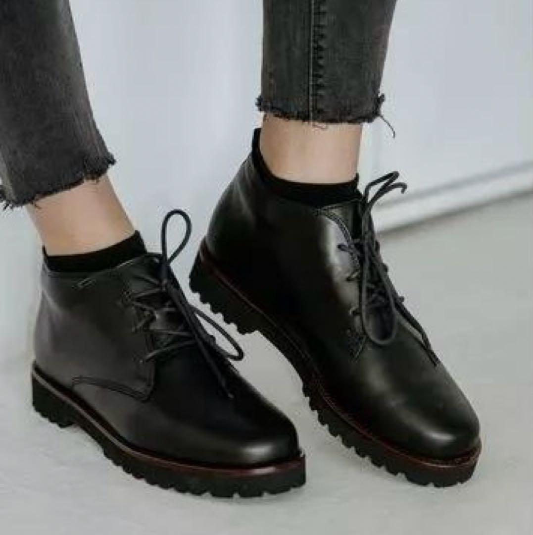 極美品☆ガンター ショートブーツ 黒 23.5cm コンフォート ラギッドソール