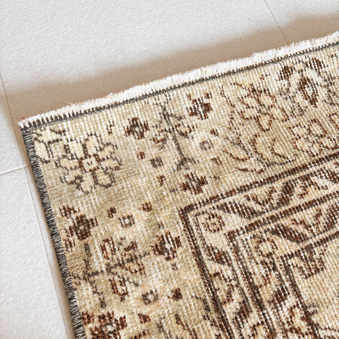 LEI様専用 トルコ 大判 ヴィンテージラグ ベージュ ブラウン グリーン