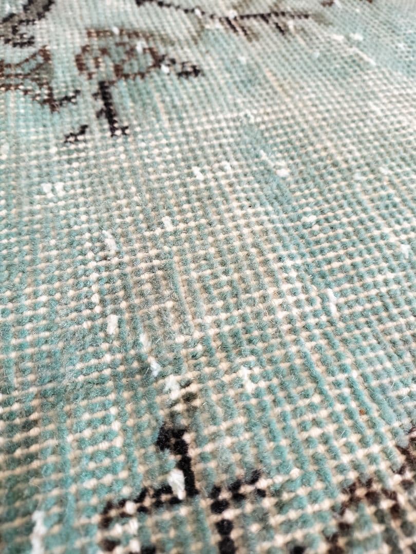 最終価格】エメラルドグリーンオーバーダイ ヴィンテージトルコラグ No