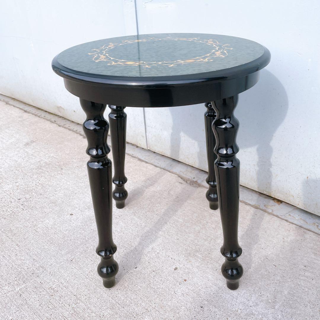 美品送料込】イタリア ドマン バーズアイ 象嵌 スツール 花台 サイド