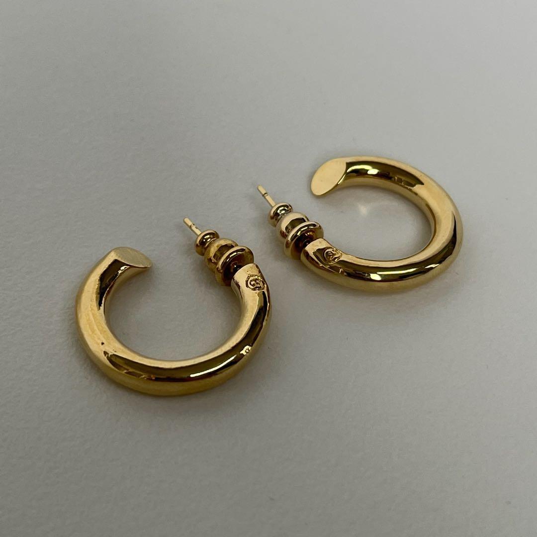 フープスタッドピアス ゴールド 2点 セット 23D 4.0φ SV刻印