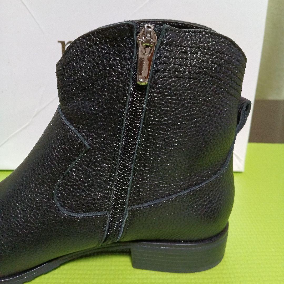 新品未使用【nouer 】牛革・黒 ジッパーショートブーツ・ヤマダヤ