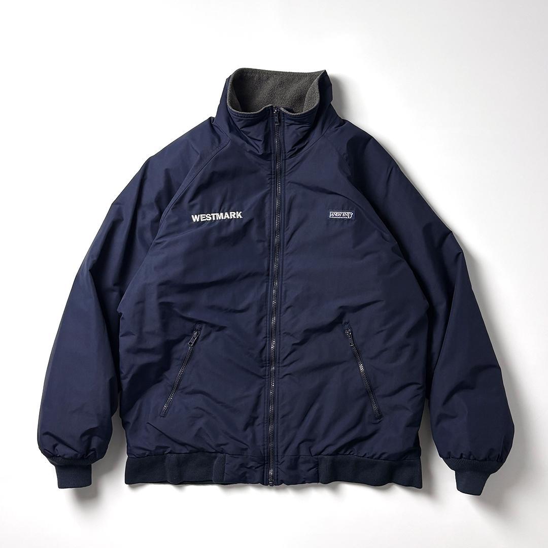 ランズエンド ウォームアップジャケット フリース M ネイビー 企業ロゴ Lands' End ランズエンド ウォームアップジャケット フリース