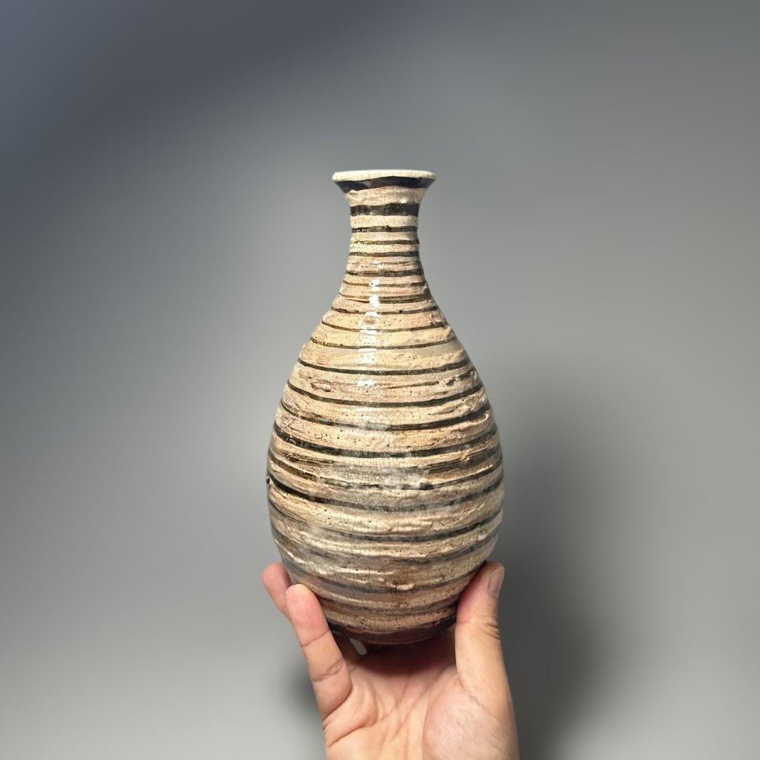 古唐津 輪線文大徳利 花瓶 発掘品 蒐集家放出品 桃山〜江戸初期 古美術