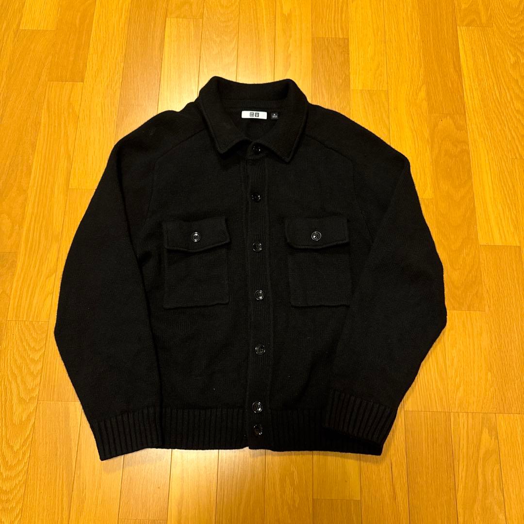UNIQLO U ラムニットジャケット Mサイズ ブラック - メルカリ