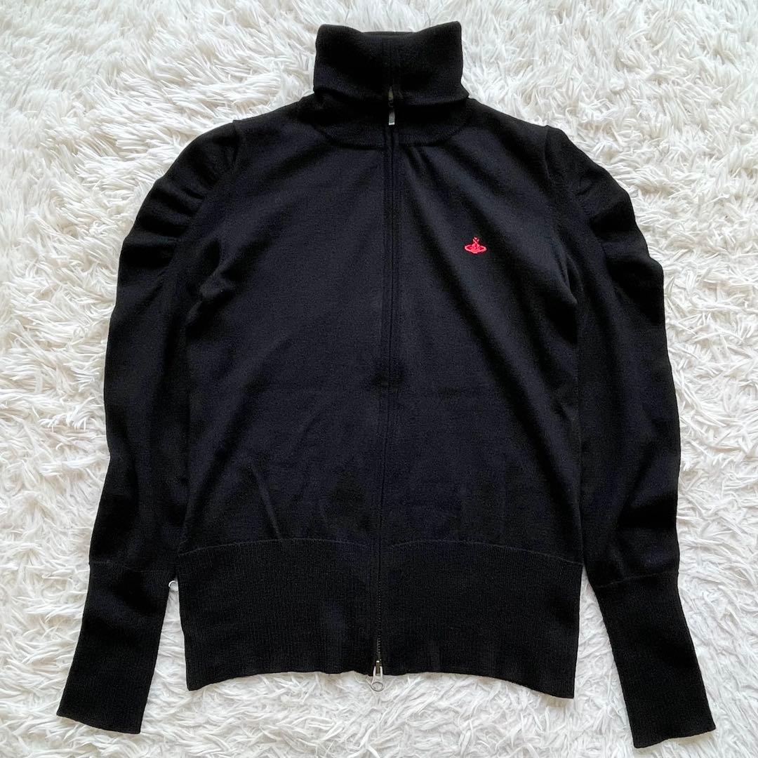 ヴィヴィアンウエスト ジップニットカーディガン 薄手 オーブ刺繍 楽天