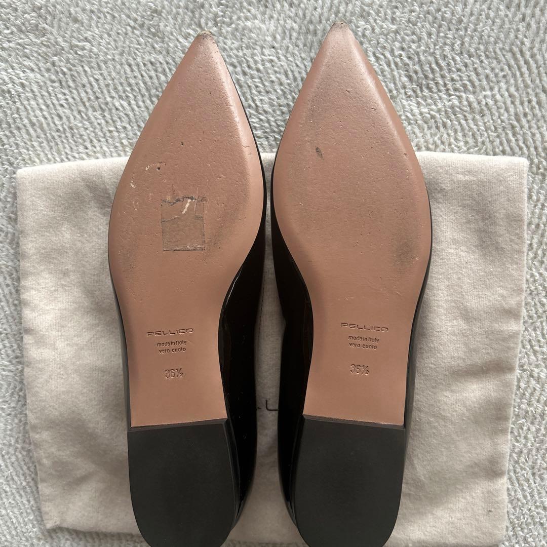 美品PELLICO ANIMAエナメルブラックフラットシューズ - メルカリ