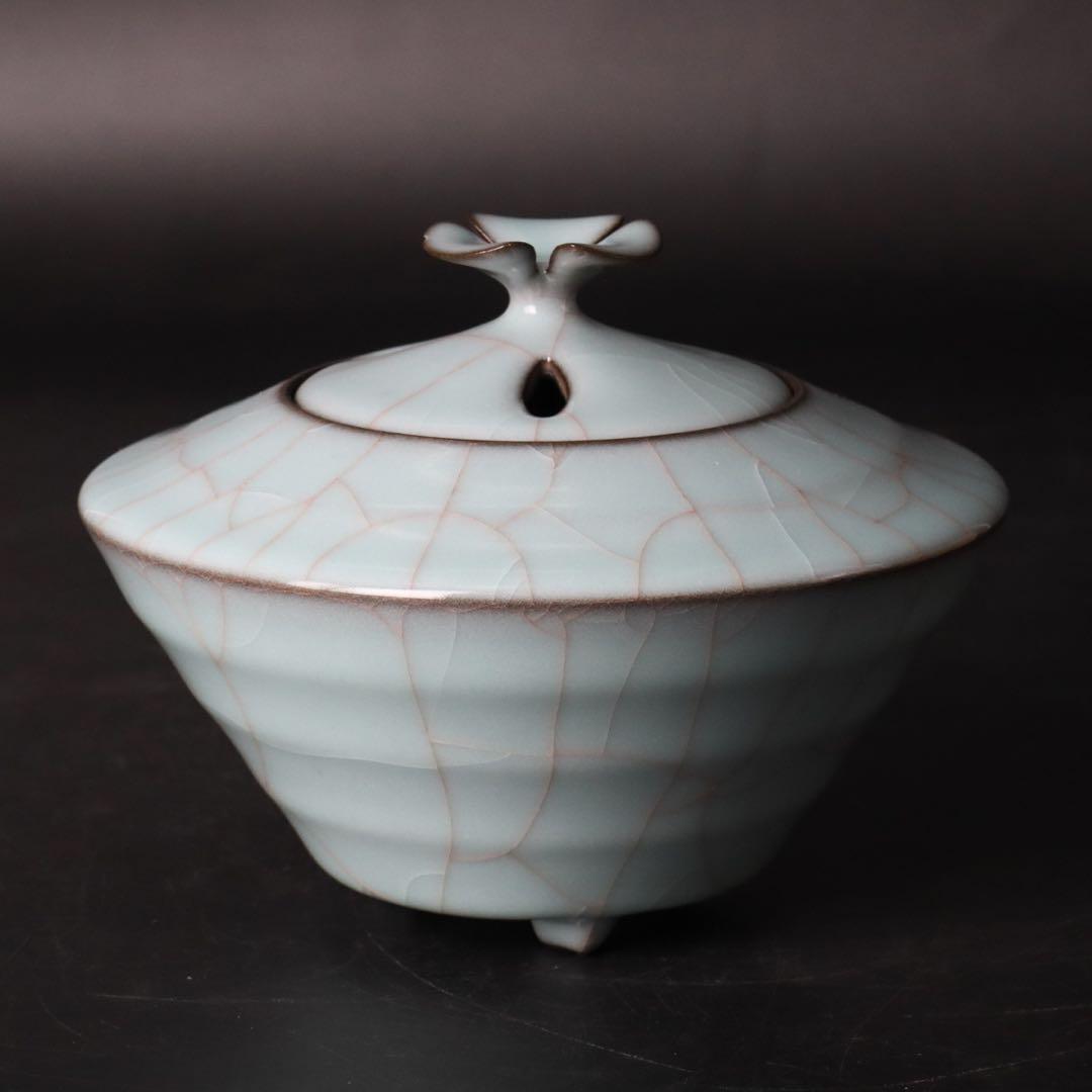 人気作家 峯岸勢晃 月白青瓷 線段香炉 共箱 共布 陶歴付 - メルカリ