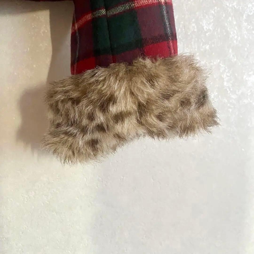 美品】ジェーンマープル タータンチェック ケープ ファー付き