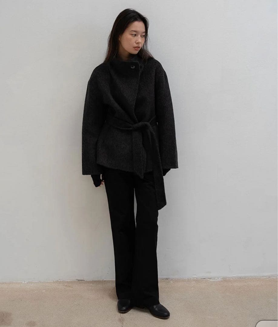 OHOTORO Ecru Half Coat チャコール ウールコート - メルカリ