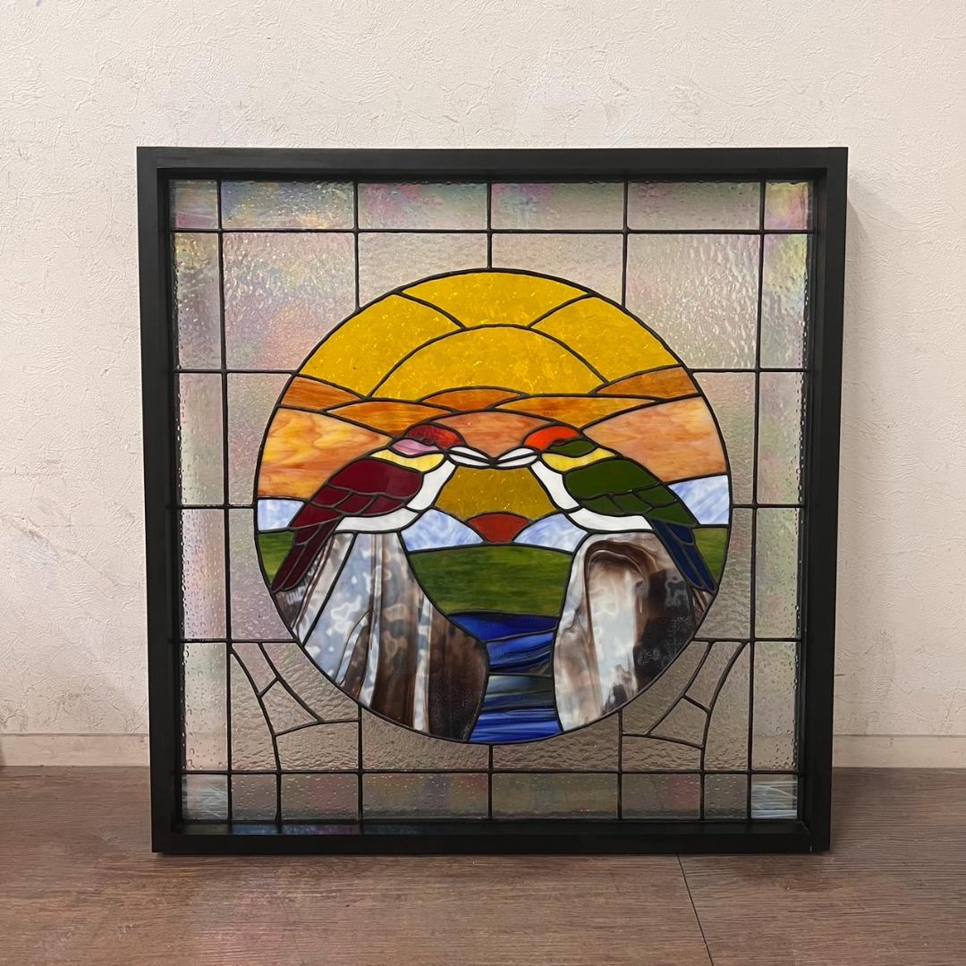 フォロー割　大型ヴィンテージ　ステンドグラス　アンティークパネル 82×83.5 0_7fb05530661115e10ae8b71611f6