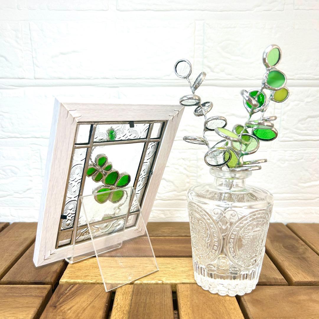 ステンドグラス(ハンドメイド) 6点おまとめ 色鉛筆、ハウス、パネル