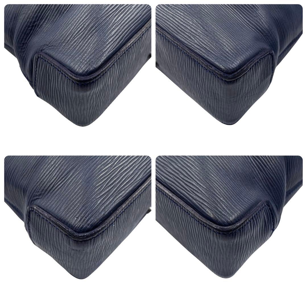 《美品》aniary アニアリー ビジネスバッグ ブリーフケース エピレザー 紺