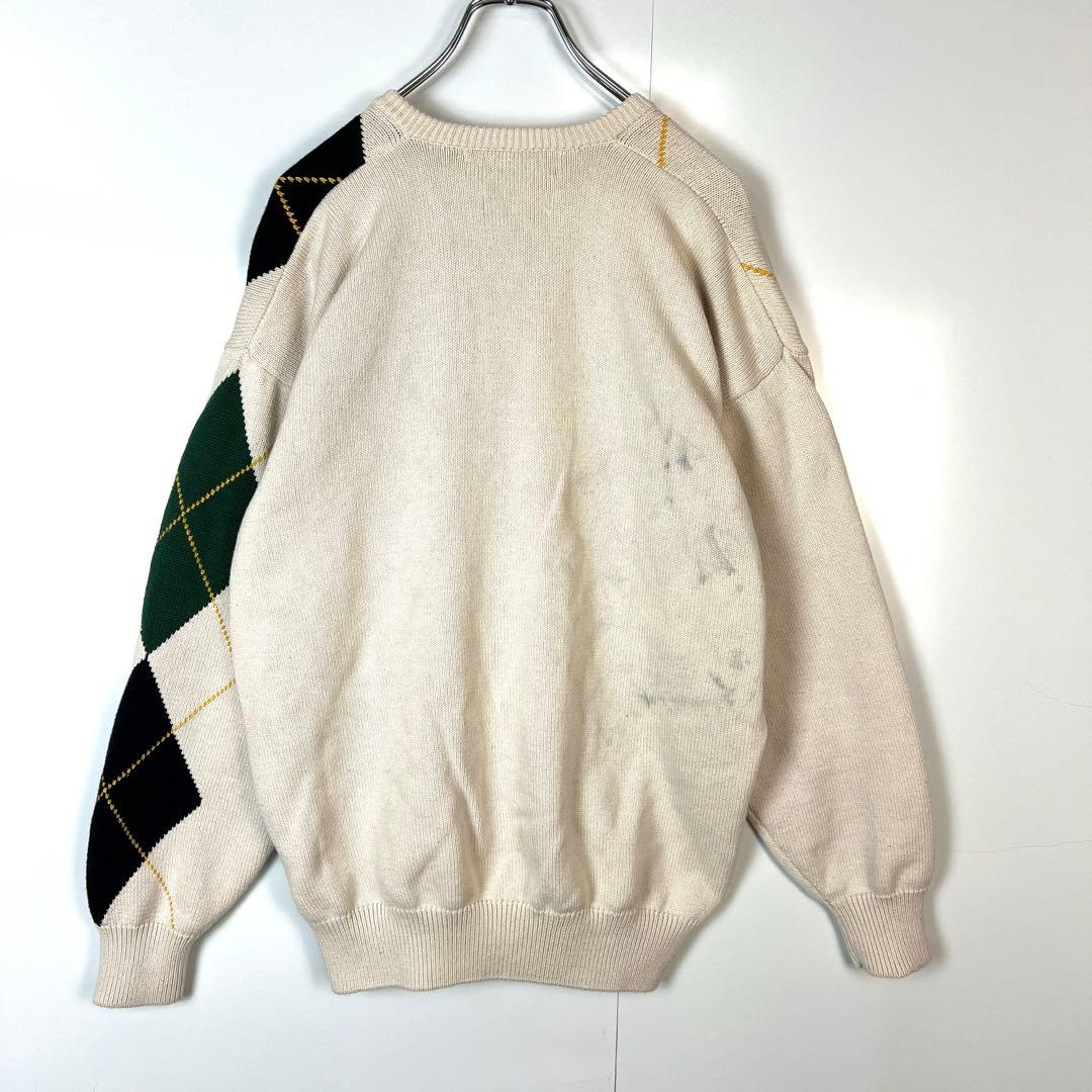 PringleプリングルVネックセーターコットンニットアーガイルチェック