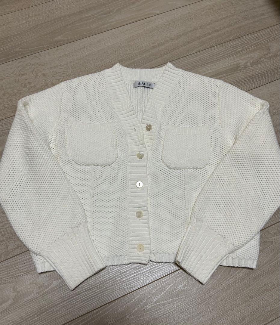 ローブブラン ホワイト カーディガン・半袖セーター 2点セット
