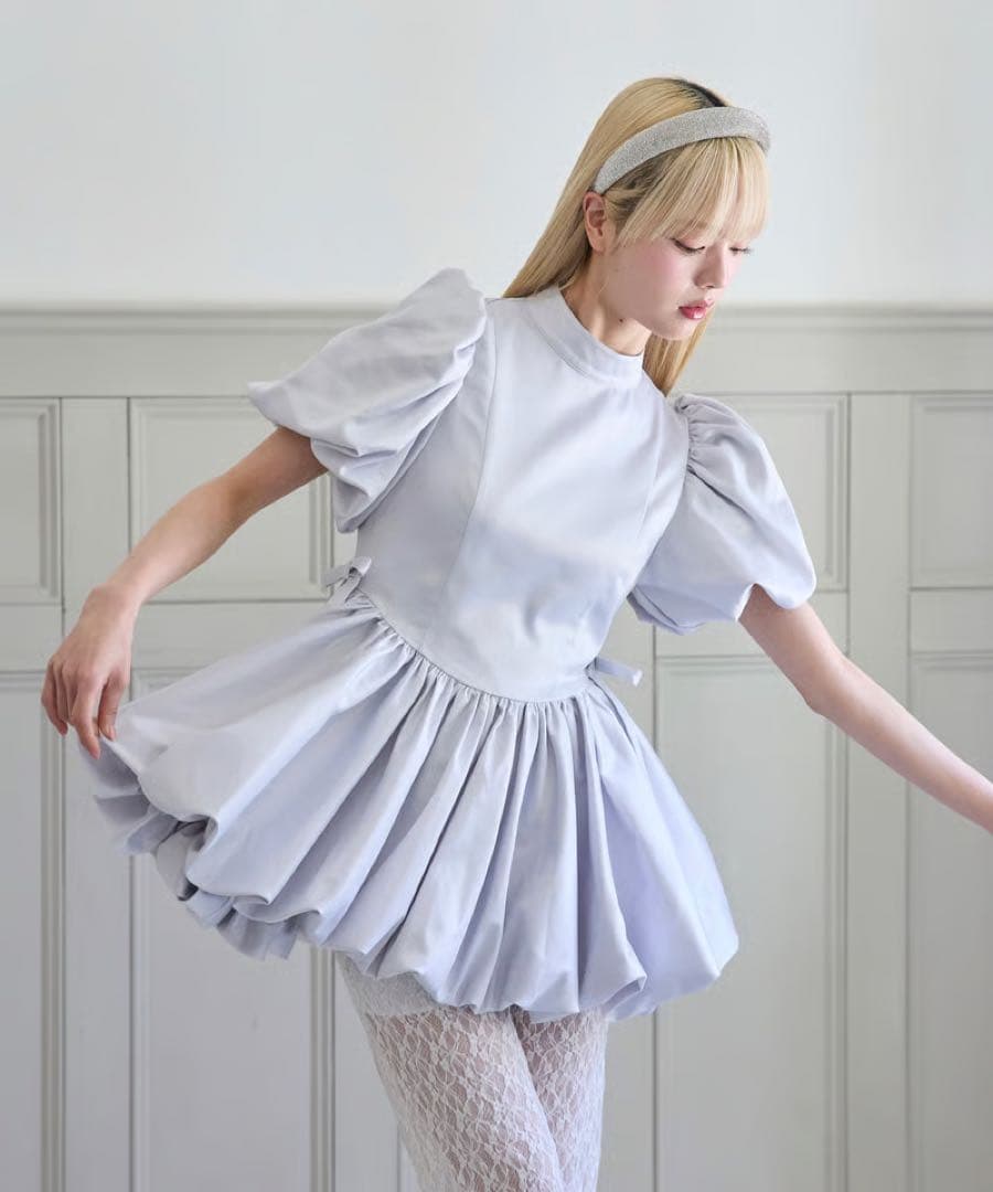 treaturself satin balloon peplum mini - メルカリ