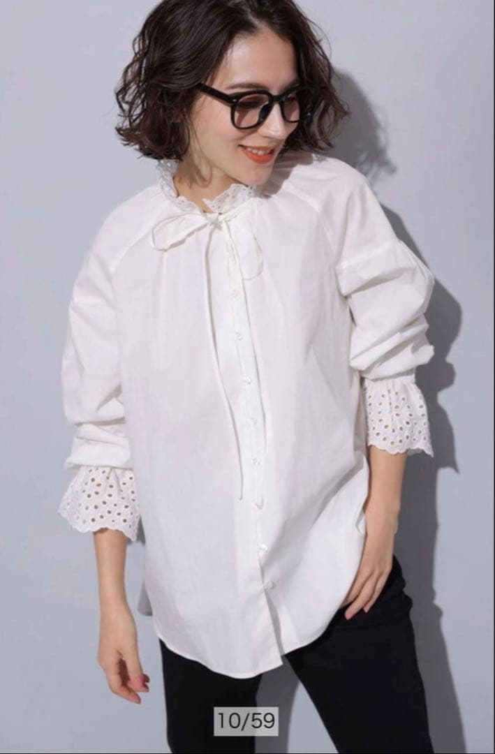 新品 アルページュストーリー 刺繍 レース ブラウス 白 - メルカリ