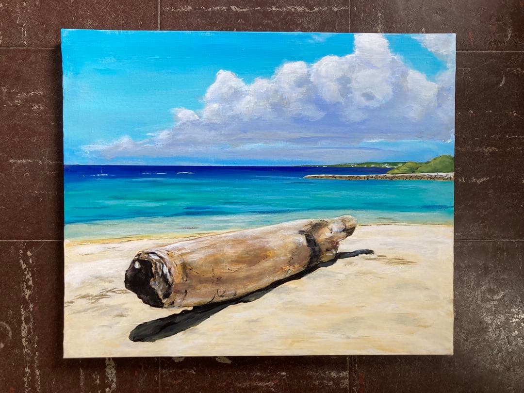 風景画（原画） 水彩画原画 湘南の夕日・江の島 ＃652 | iichi 日々の暮らしを心地よく