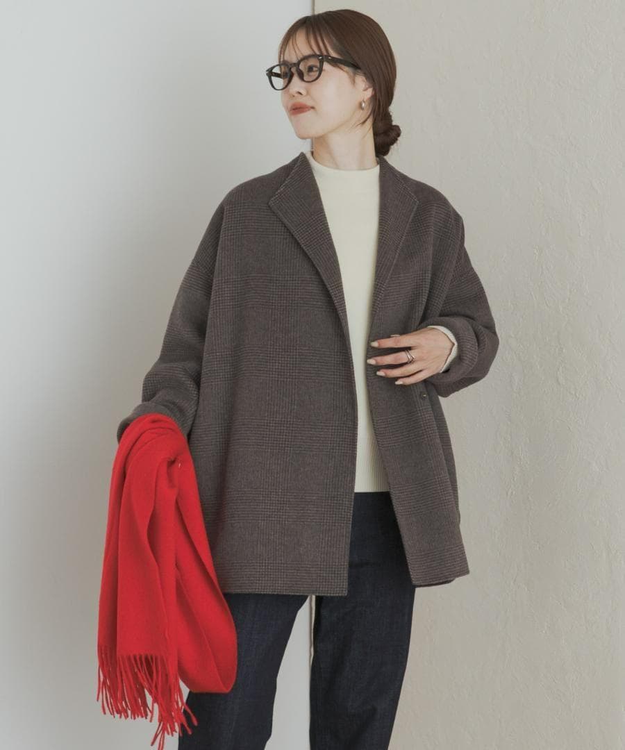 新品◆DOORS◆ウールリバーミドルガウンコート《BROWNCHECK》ドアーズ