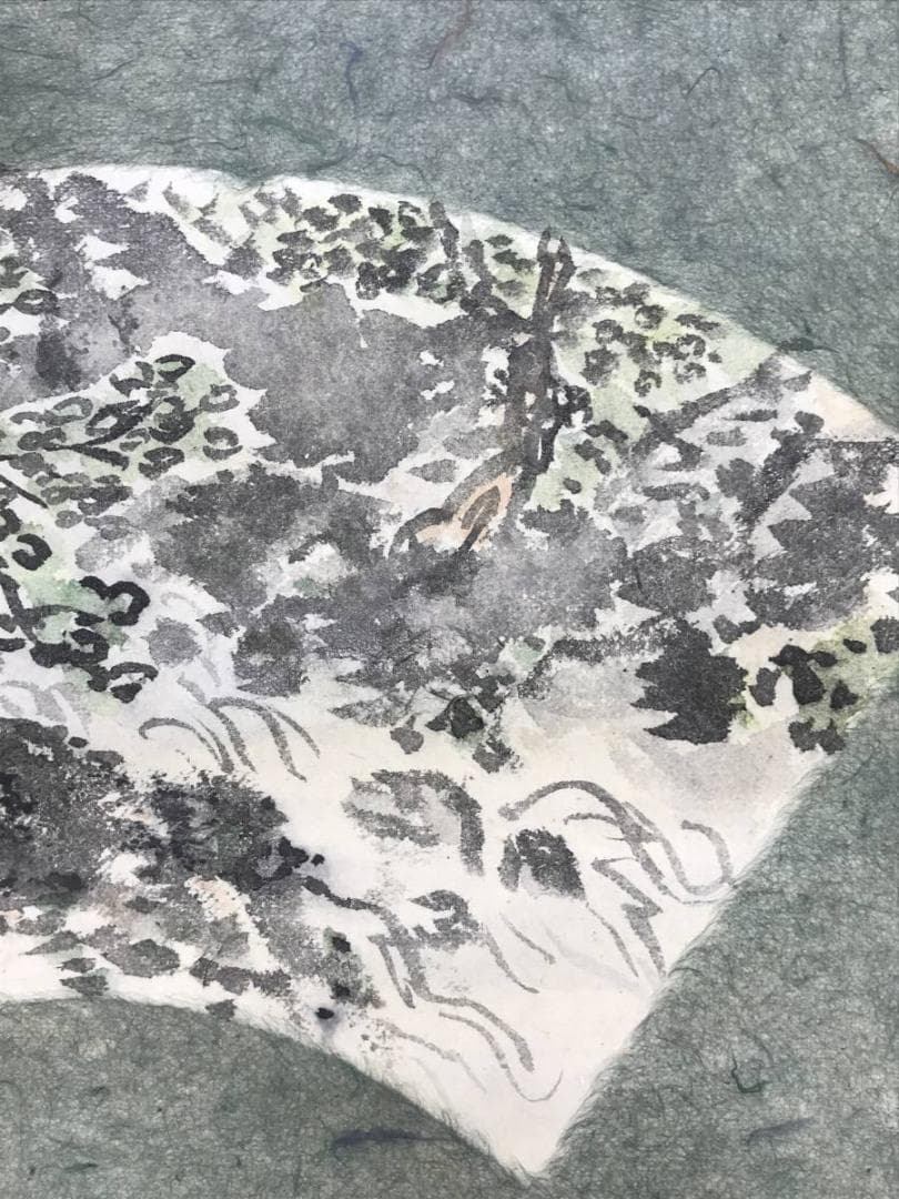 真作】榊原始更/榊原紫峰（兄）/渓山図/山水図/扇面/掛軸☆宝船☆AD