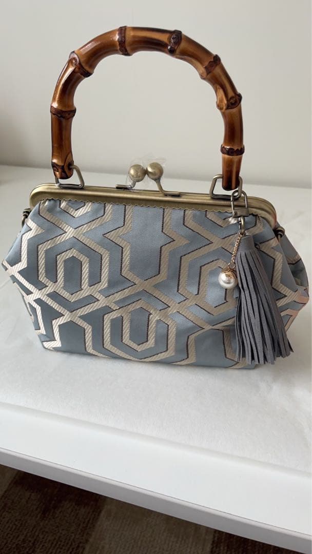 バンブーバッグ斜めがけシルバーグレー和装洋服